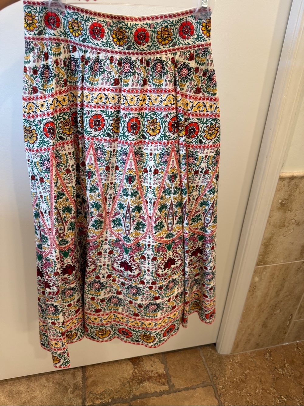 Alice + Olivia Floral Print Maxi Skirt in White, Red and Yellow